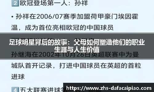 足球明星背后的故事：父母如何塑造他们的职业生涯与人生价值